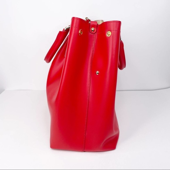 Gianni Notaro Made In Italy Leather Red Adjustable Long Strap Shoulder Bag Large - Picture 4 of 8